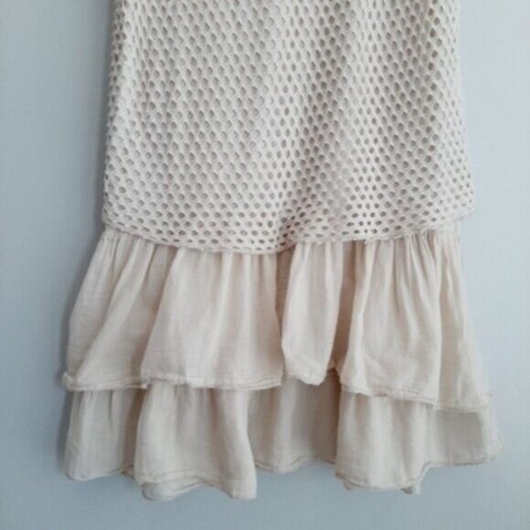 Made in Italy Tunic Top Lace & Rufffle Cream Sz 2 Flawed - Picture 11 of 15
